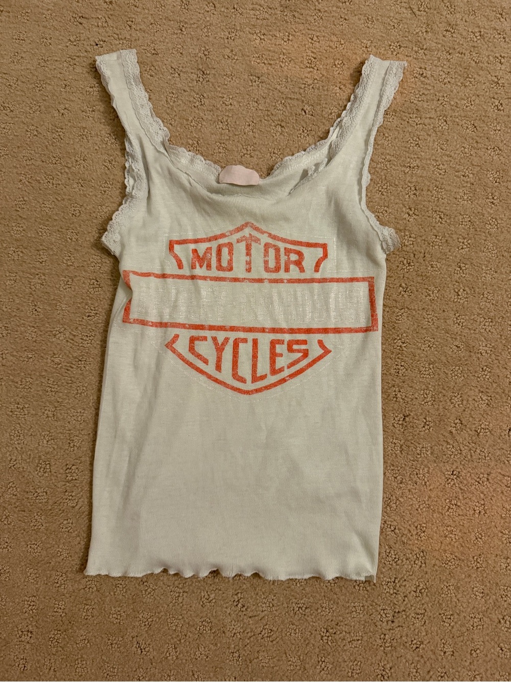 Vintage 80s Harley Davidson Lace Trim Tank Top Authentic Uniprints Collectable